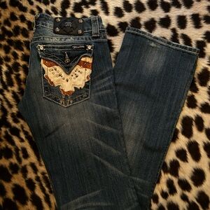Miss Me Blue Boot Cut Jeans with Embellished Details